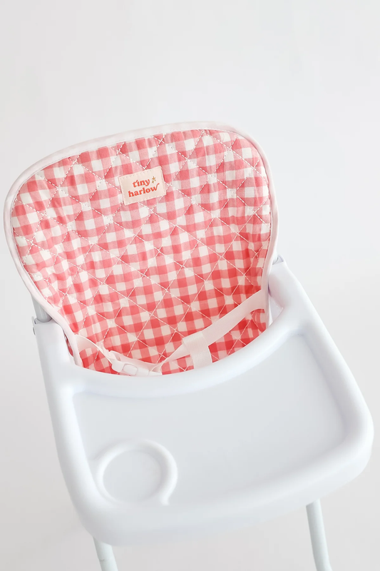 Doll High Chair - Pink Gingham - Tiny Harlow