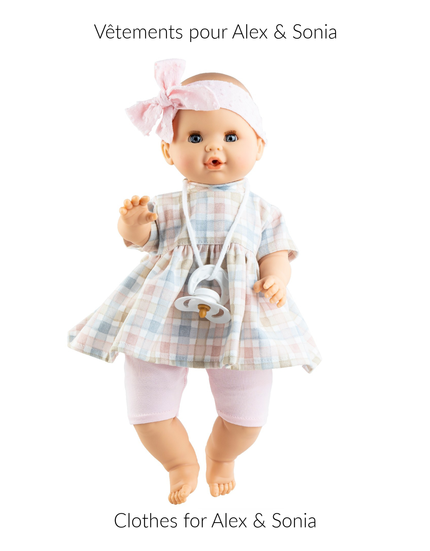 Clothing for Alex&Sonia - Pastel check dress, shorts