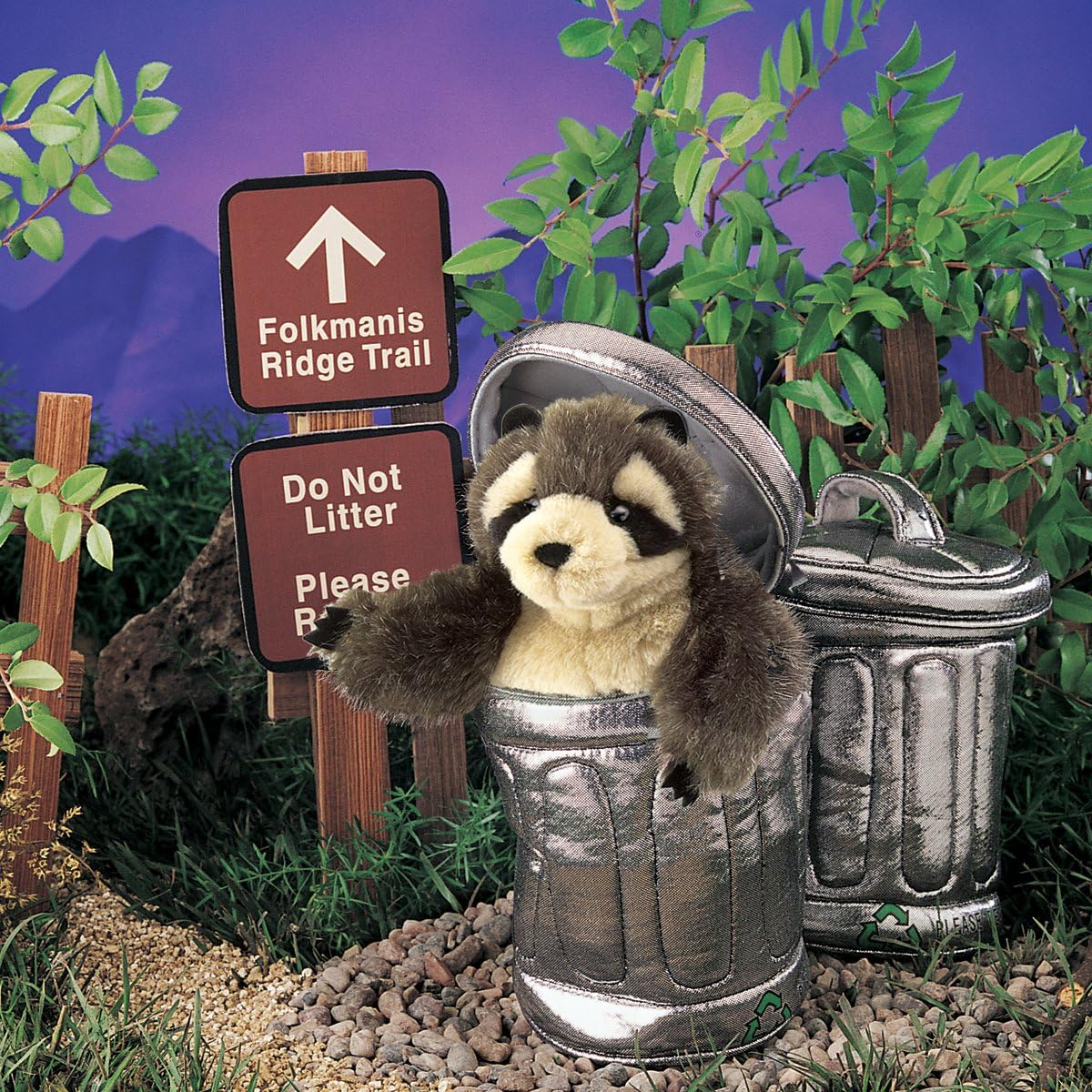 Folkmanis Puppets Raccoon in A Garbage Can