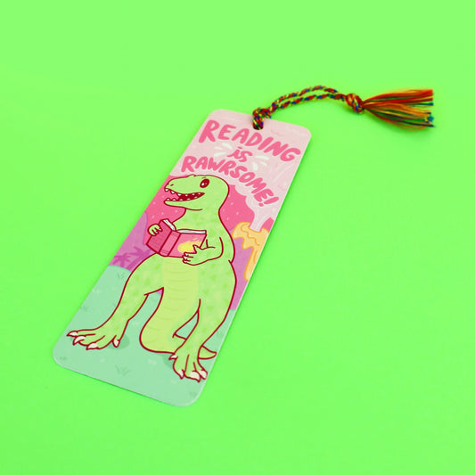 Reading Is Rawrsome Dinosaur Bookmark with Tassel