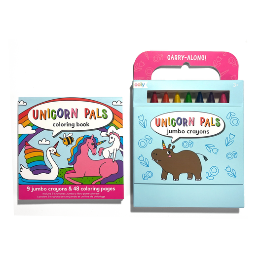 Carry Along! Coloring Book and Crayon Set - Unicorn Pals - Set of 9 Crayons