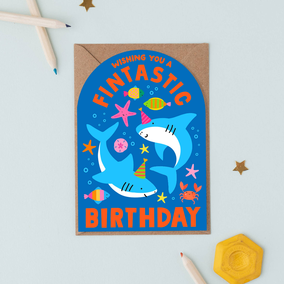 Fintastic Shark Kids Birthday card