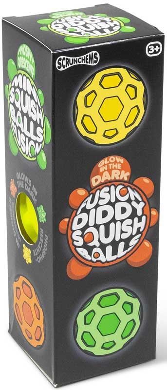 Scrunchems Fusion Diddy Glow in the Dark Squish Balls -3pk