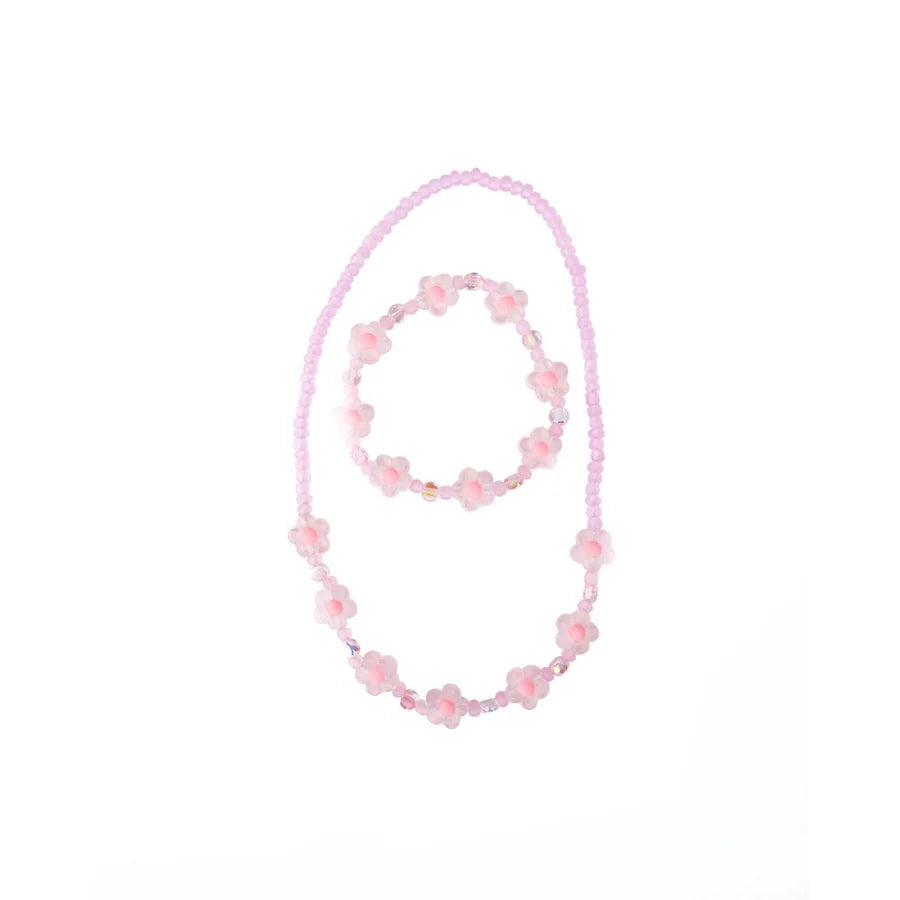 Great Pretenders - Pink Crystal Blooms Necklace & Bracelet Set
