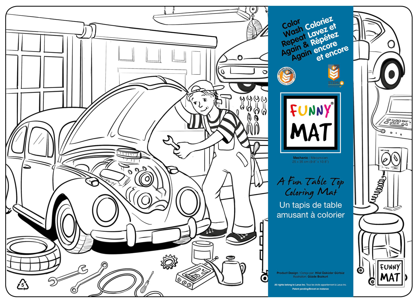 Table top coloring mat, compact size, mechanic