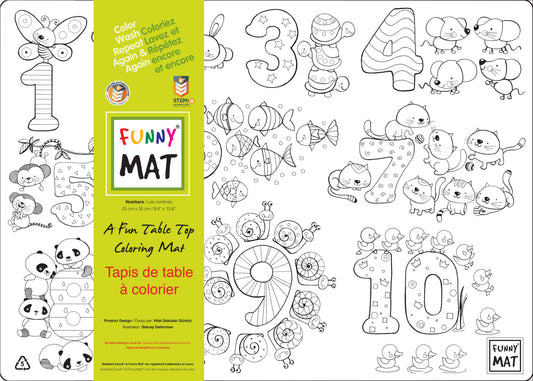 Table top coloring mat, compact size, numbers