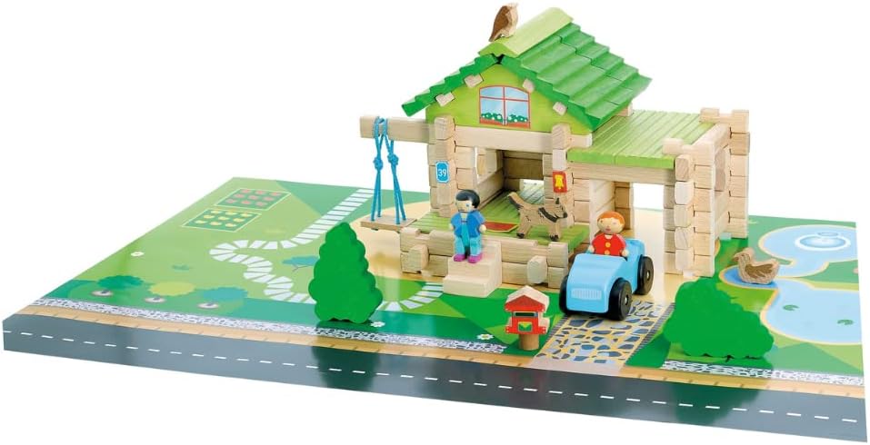Jeujura Wooden Toys – My First Little Log Farm – 80 Pieces