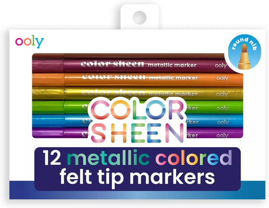 Ooly Metallic Colored Felt Tip Markers Set of 12