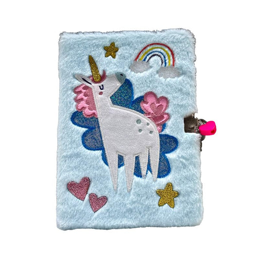 Unicorn Magic Plush Lockable Notebook with Padlock & Key