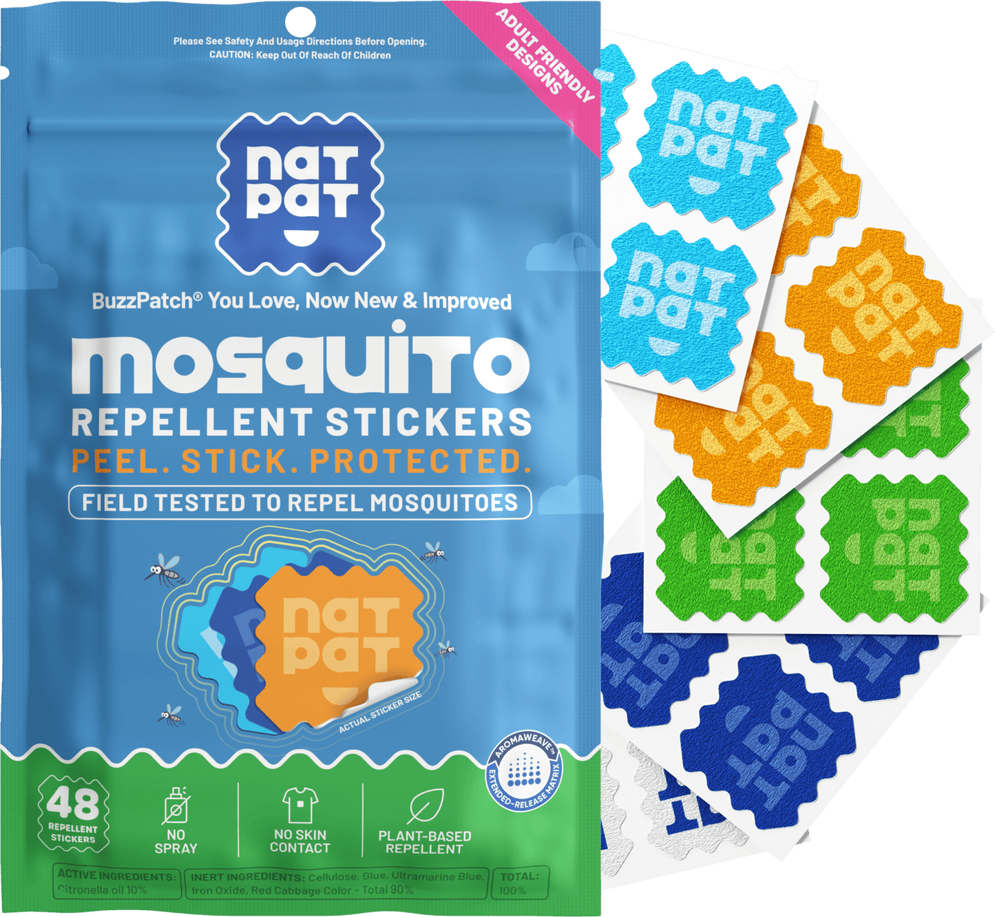 NATPAT Adult BuzzPatch Mosquito Repellent Patches for Adult