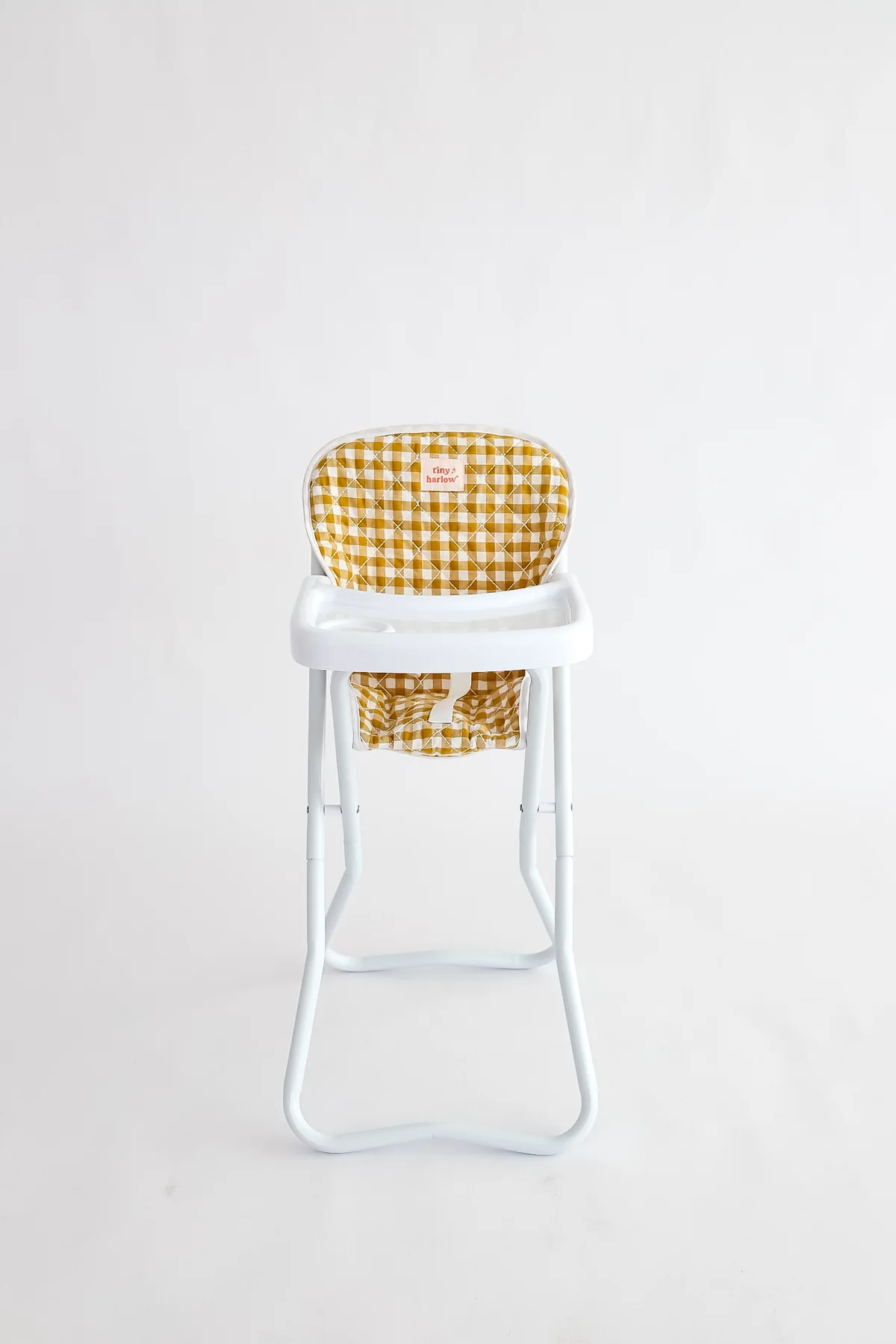 Doll High Chair - Mustard Gingham - Tiny Harlow