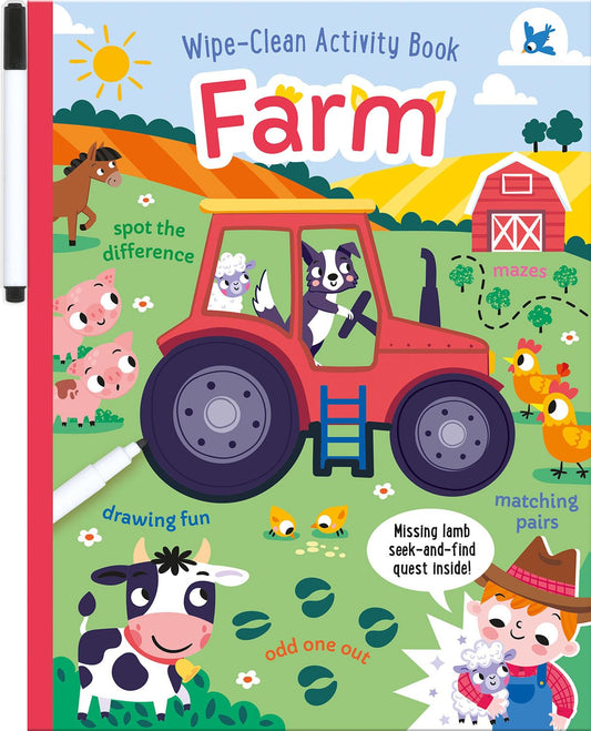 Farm Wipe-Clean Activity Book Reusable Drawing and Activity Fun