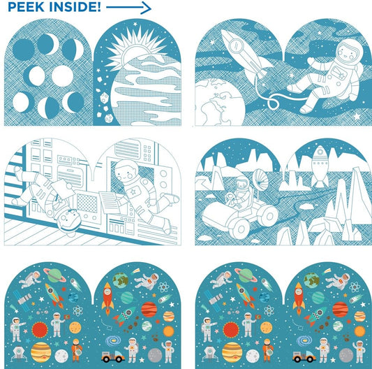Coloring Book with Stickers Outer Space