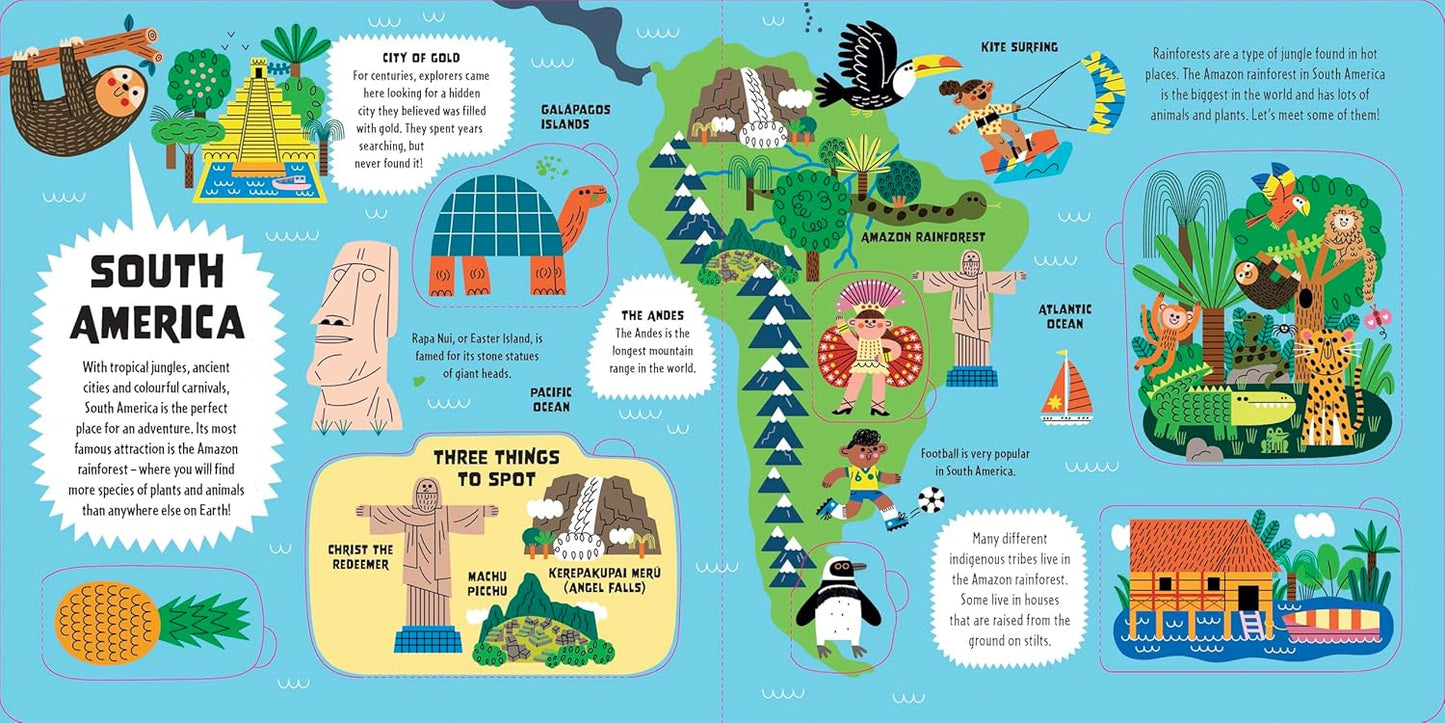 Lonely Planet My First Lift-the-Flap World Atlas Giant Pull Out Map, Wow Factor Facts & Surprises, Search & Find Games, Beautiful & Engaging Illustrations