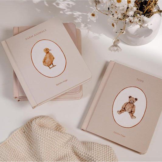 Our Little Library Volume 1 : A Foundational Language Vocabulary Board Book Set for Babies Including Farm & Forest Animals, Fruits & Veggies, Toys & More Board book