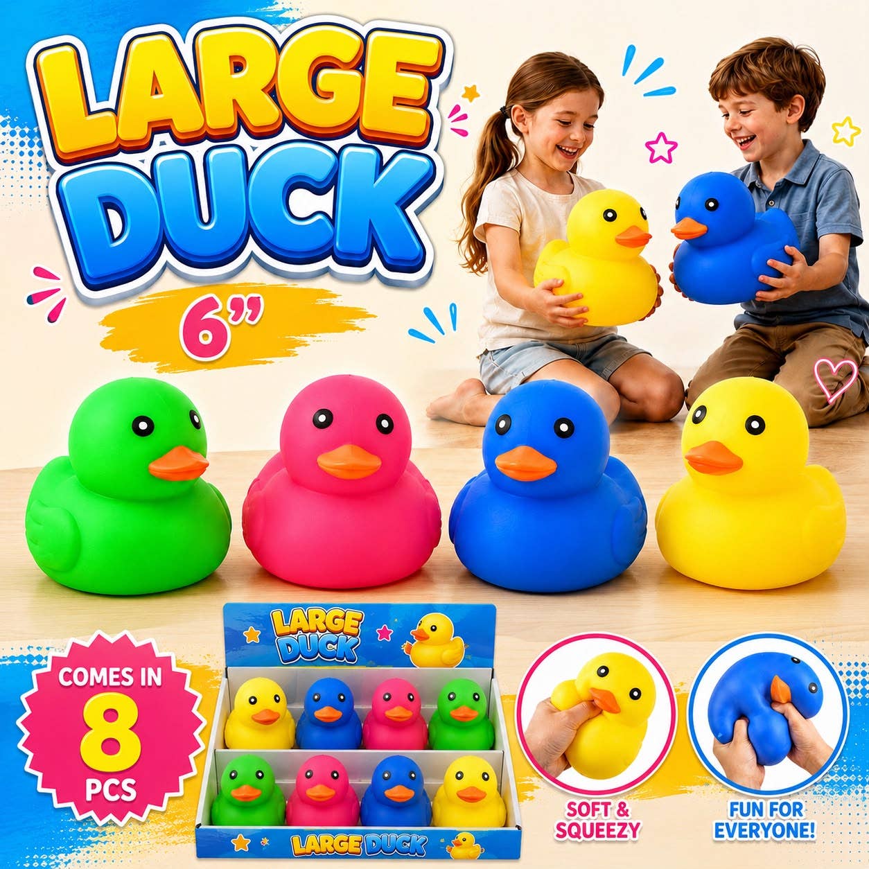 Jumbo Duck 6" – Large Squishy Duck Stress Toy