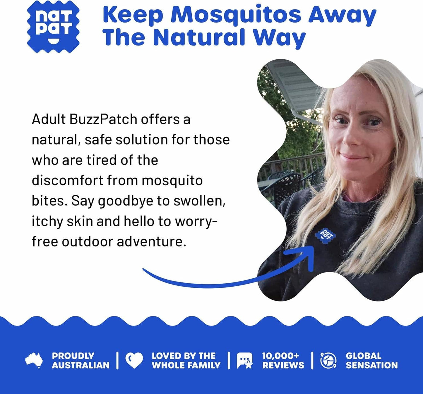 NATPAT Adult BuzzPatch Mosquito Repellent Patches for Adult