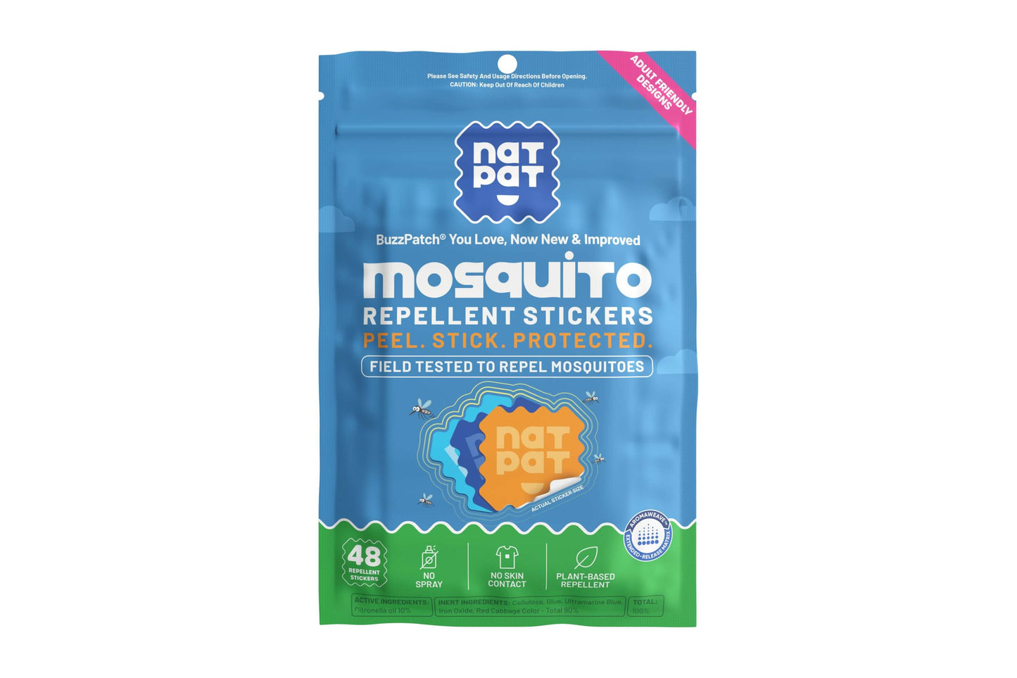 NATPAT Adult BuzzPatch Mosquito Repellent Patches for Adult