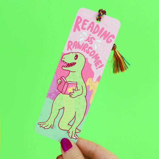 Reading Is Rawrsome Dinosaur Bookmark with Tassel