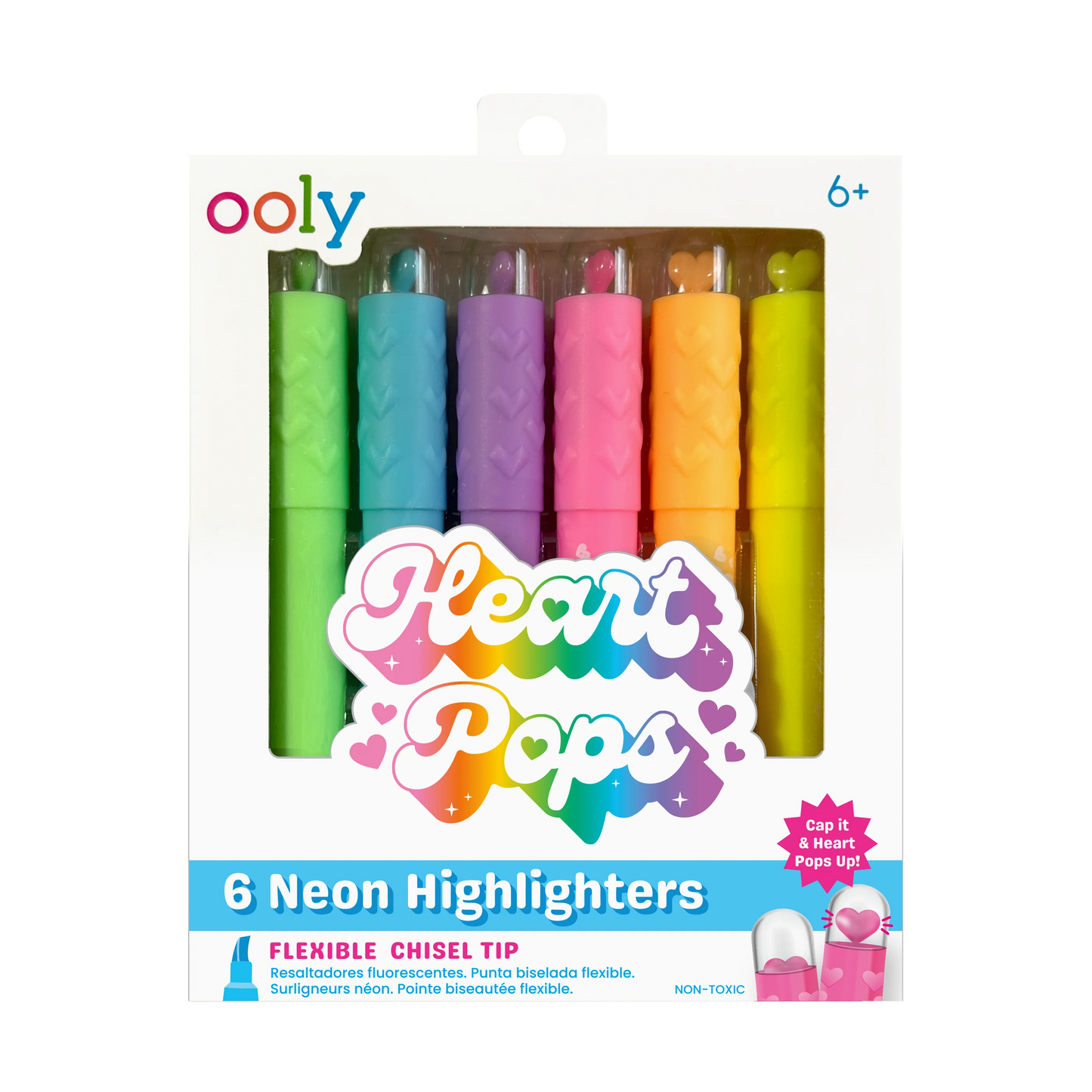 Heart Pops Neon Highlighters - Set of 6