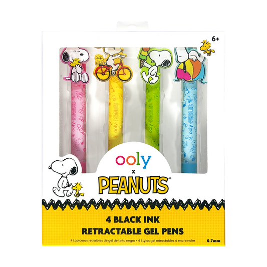 OOLY x Peanuts Black Ink Retractable Gel Pens - Set of 4