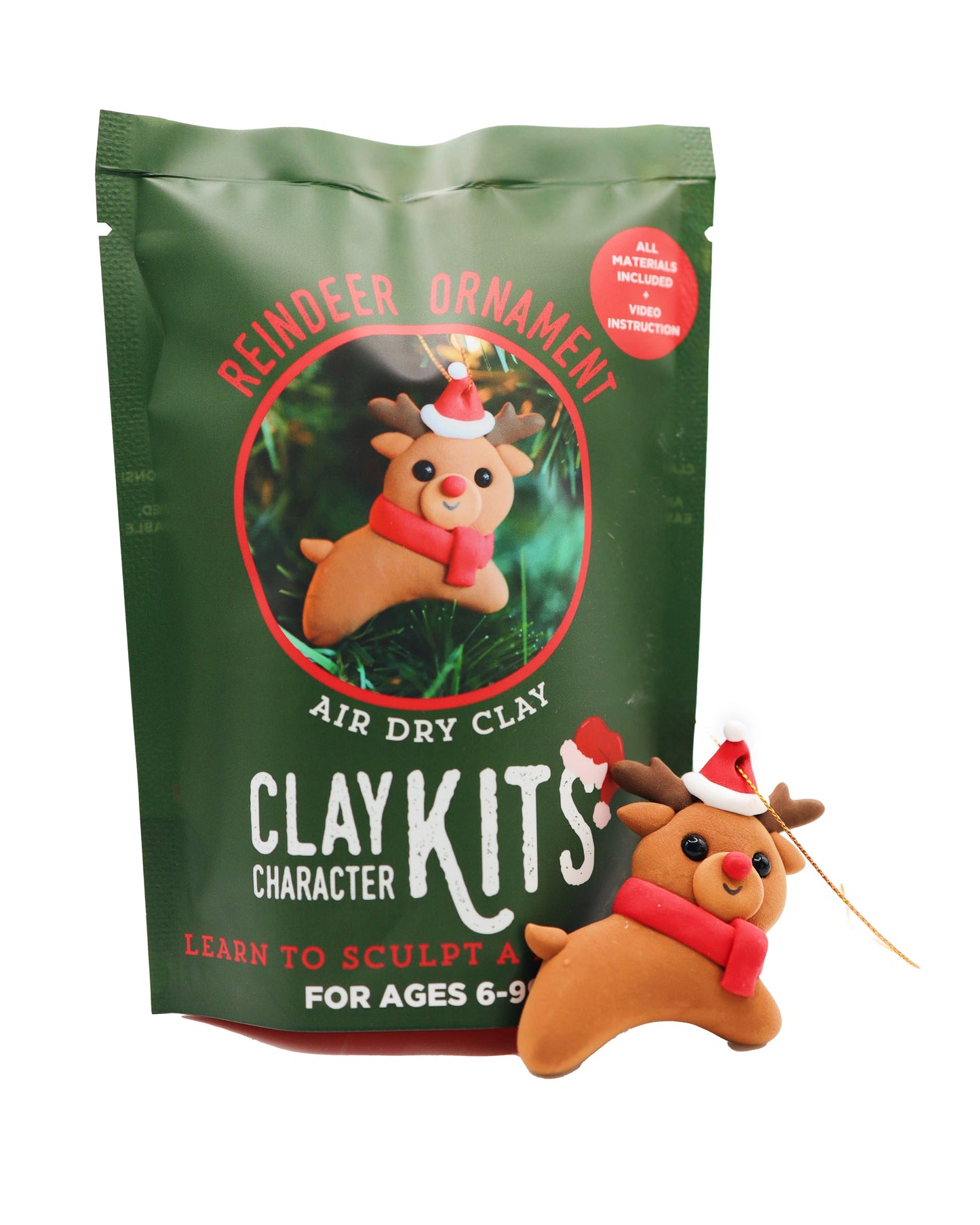 Reindeer Ornament Air Dry Clay Kit | Christmas DIY Craft