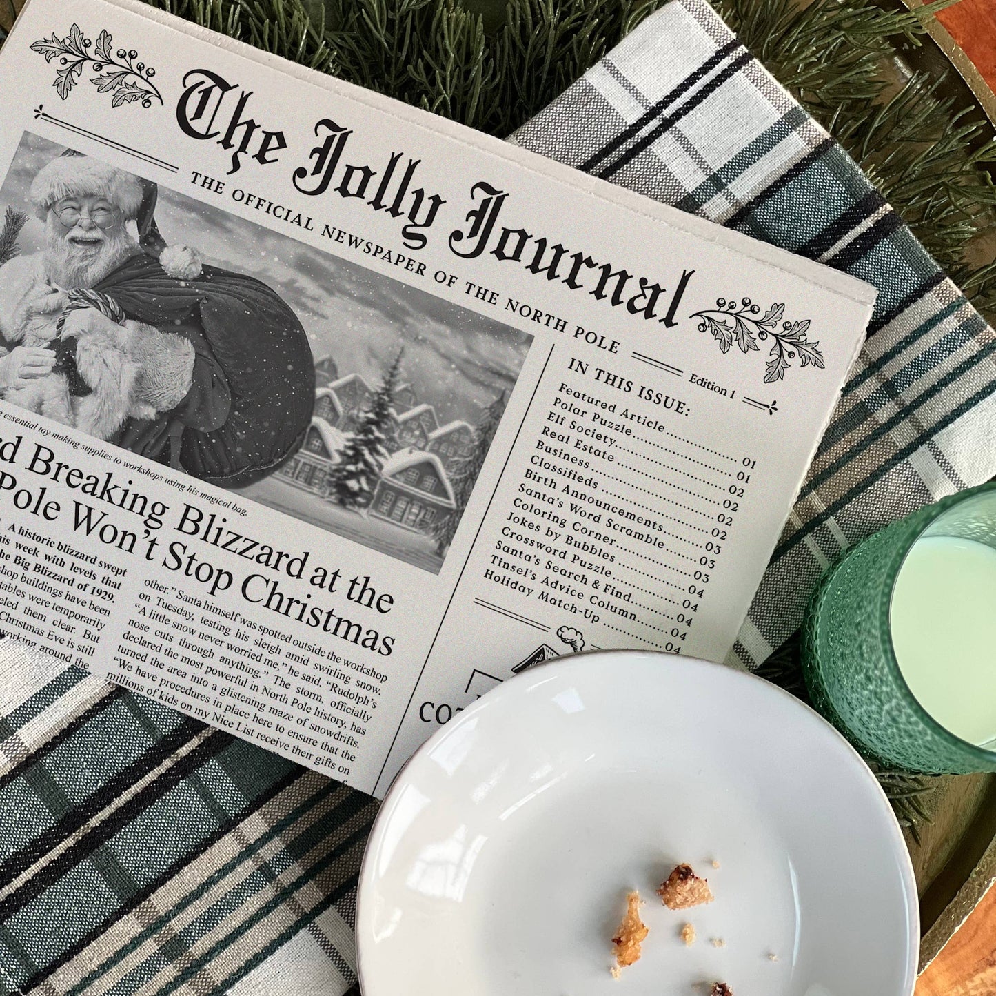 4pk Christmas Newspaper Gift Wrap Sheets - The Jolly Journal