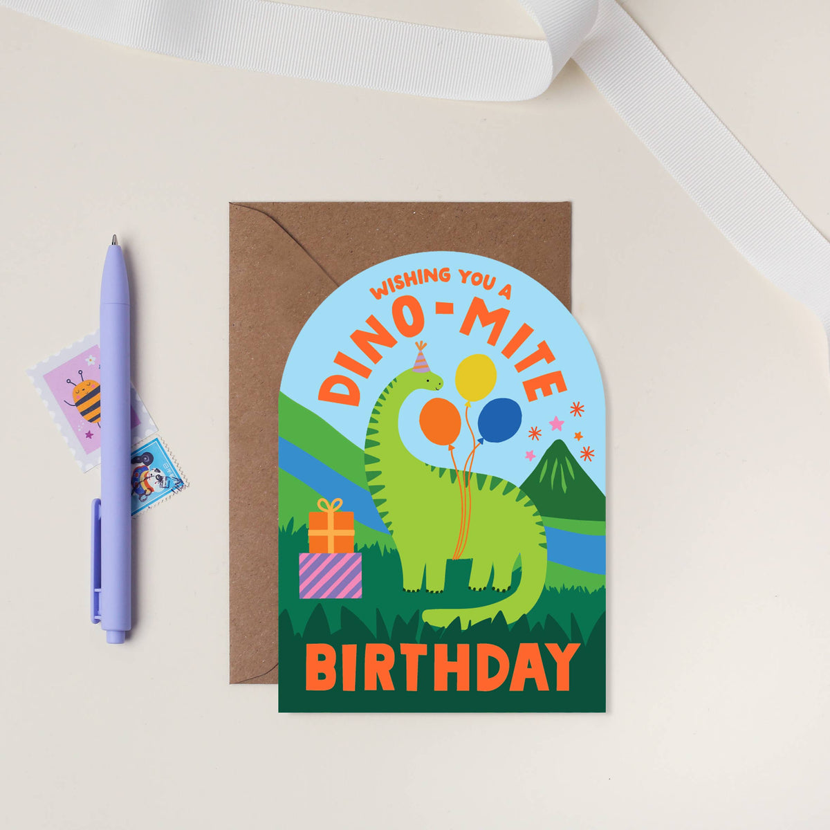 Dino-mite Dinosaur Kids Birthday Card