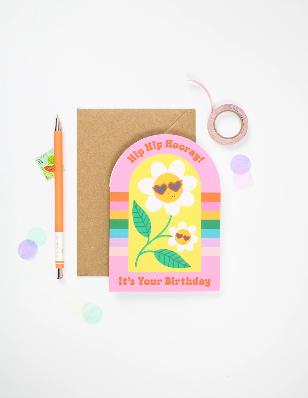 Cool Flower with Sunglasses Kids Colourful Birthday Card
