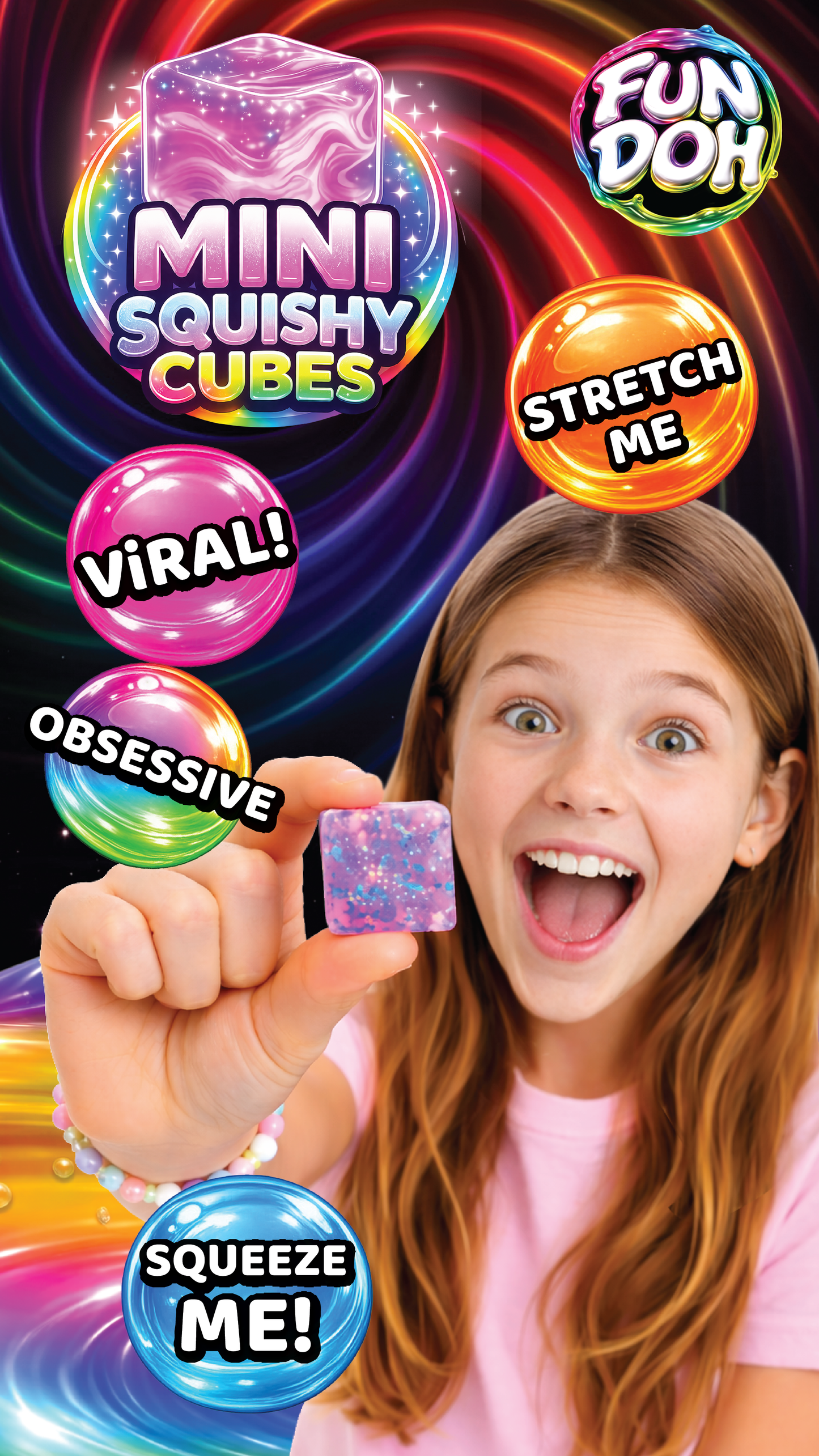 Fun Doh MINI Squishy Cube 2 Pack VIRAL Variety - 24/Display