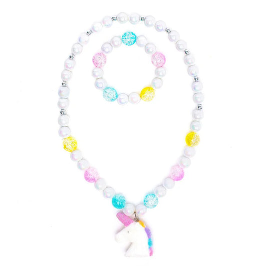 Great Pretenders - White Unicorn Necklace & Bracelet Set