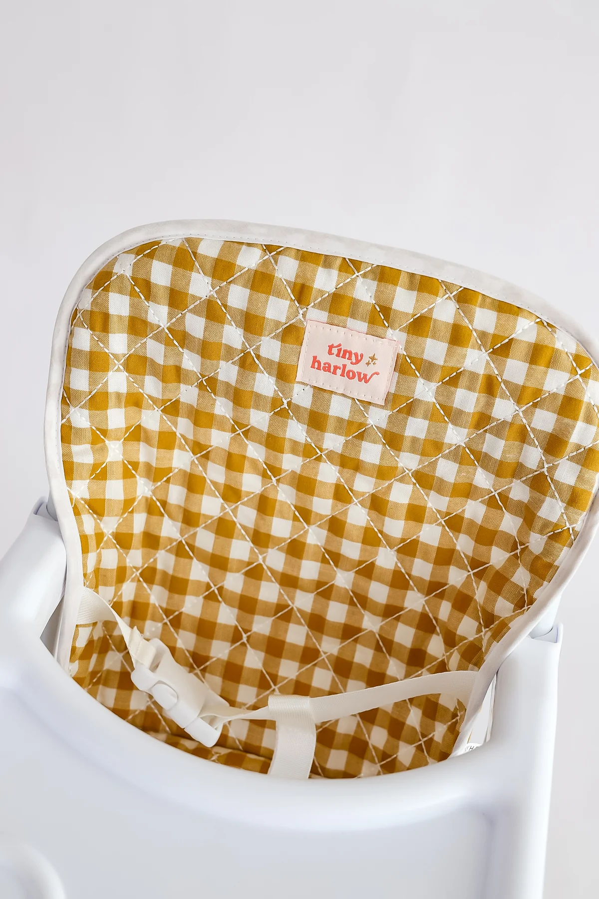 Doll High Chair - Mustard Gingham - Tiny Harlow