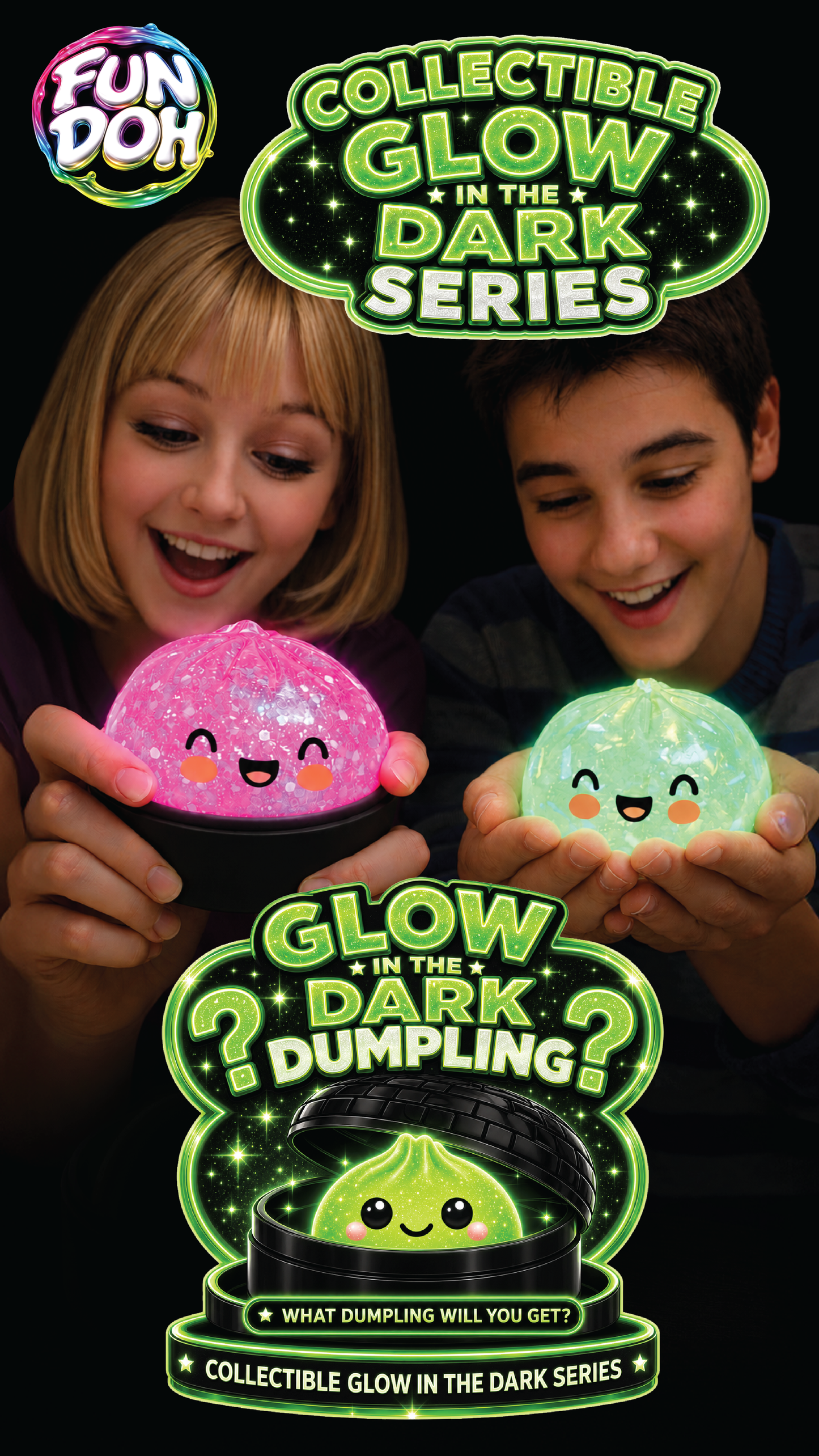 Fun Doh Squishy Glow in Dark Mystery Dumpling - 12/Display