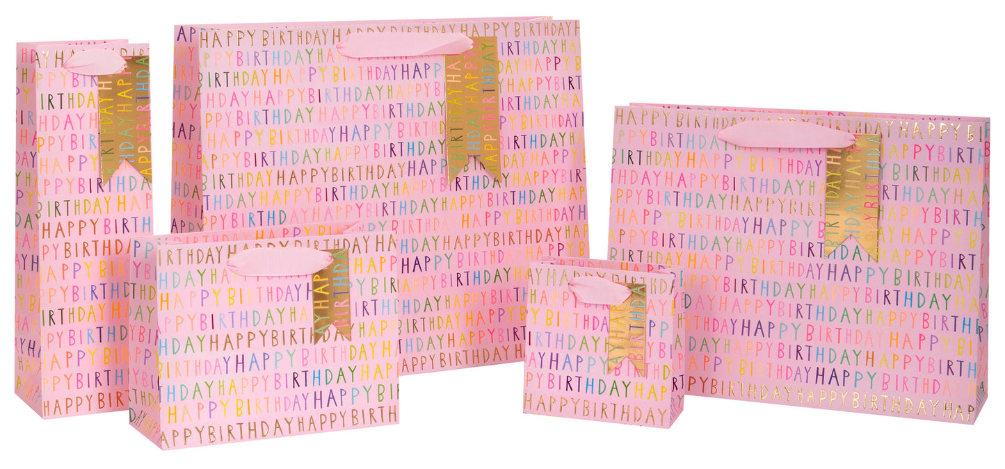 BAG LANDSCAPE LARGE HAPPY BIRTHDAY PINK