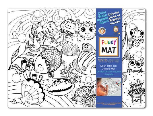 Table top coloring mat, compact size, pretty fish