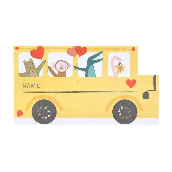 Meri Meri Party School Bus Valentine Cards & Friendship Bracelets Set (12ct)
