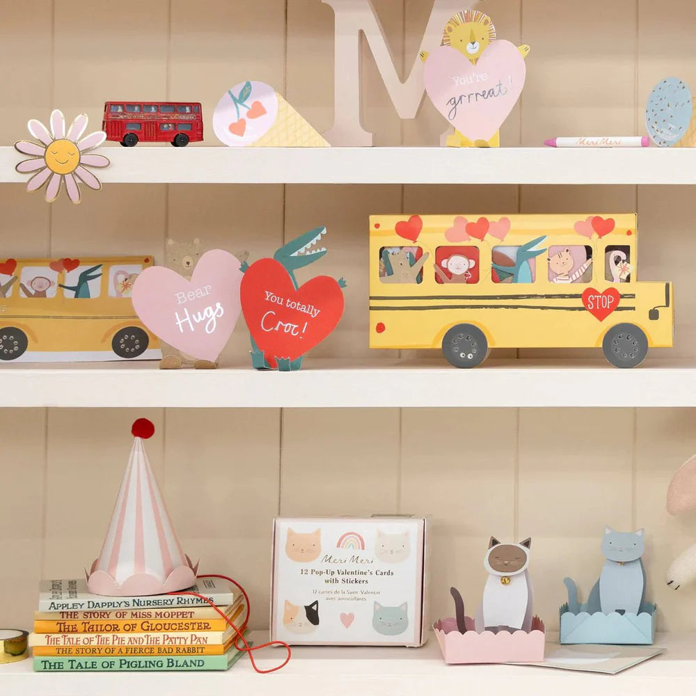 Meri Meri Party School Bus Valentine Cards & Friendship Bracelets Set (12ct)